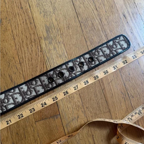 70s Vintage Dior Trotter Print Belt w Gold Tone Buckle - Picture 8 of 8